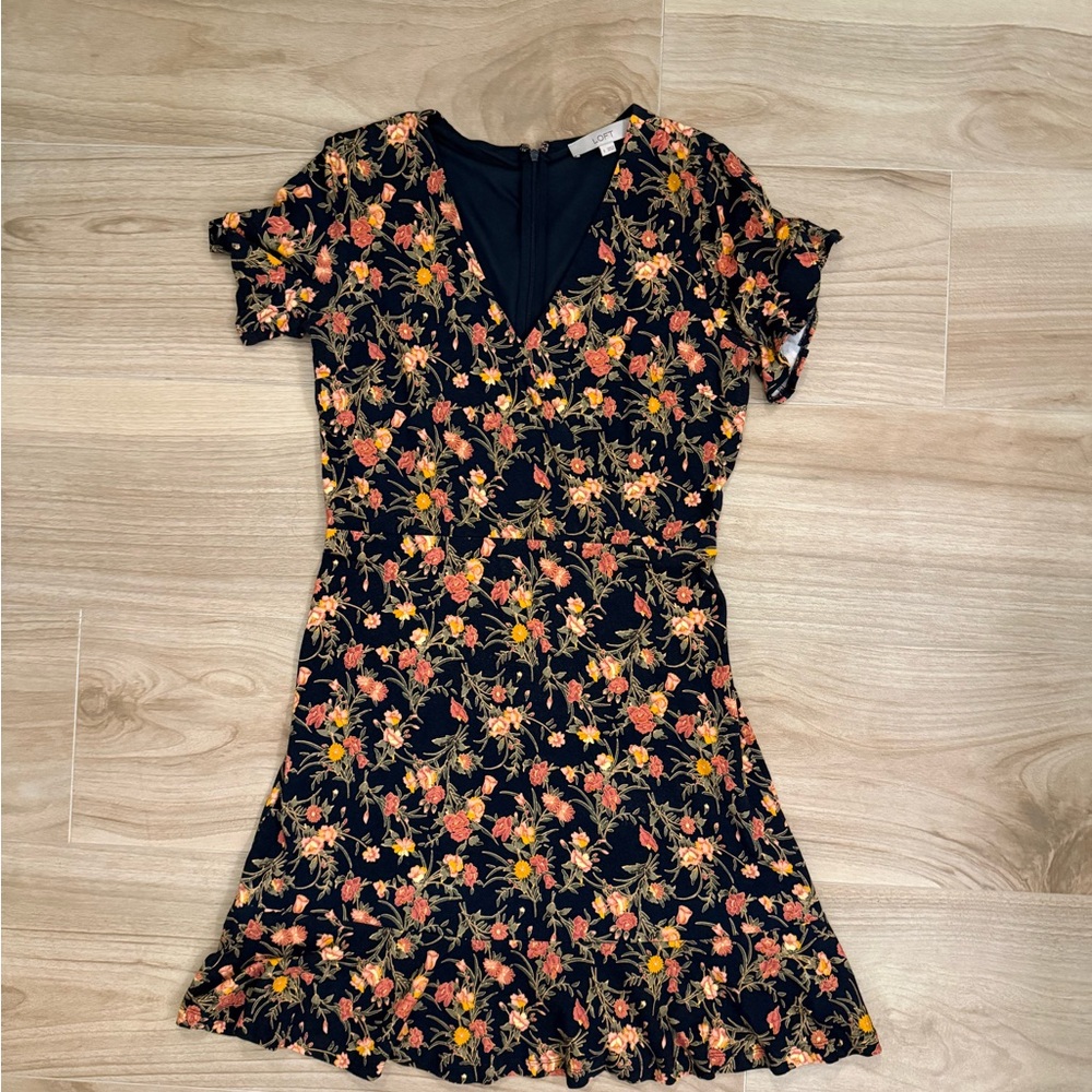 LOFT Dark Navy Floral Mini Dress